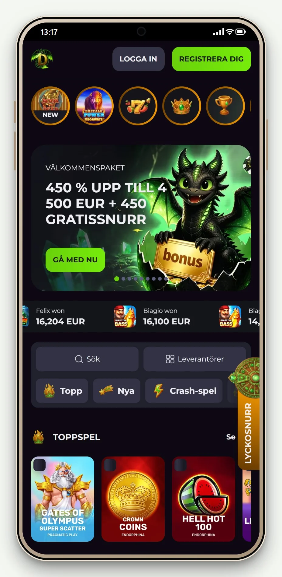 casino med zimpler faktura: Drakaris i mobilen