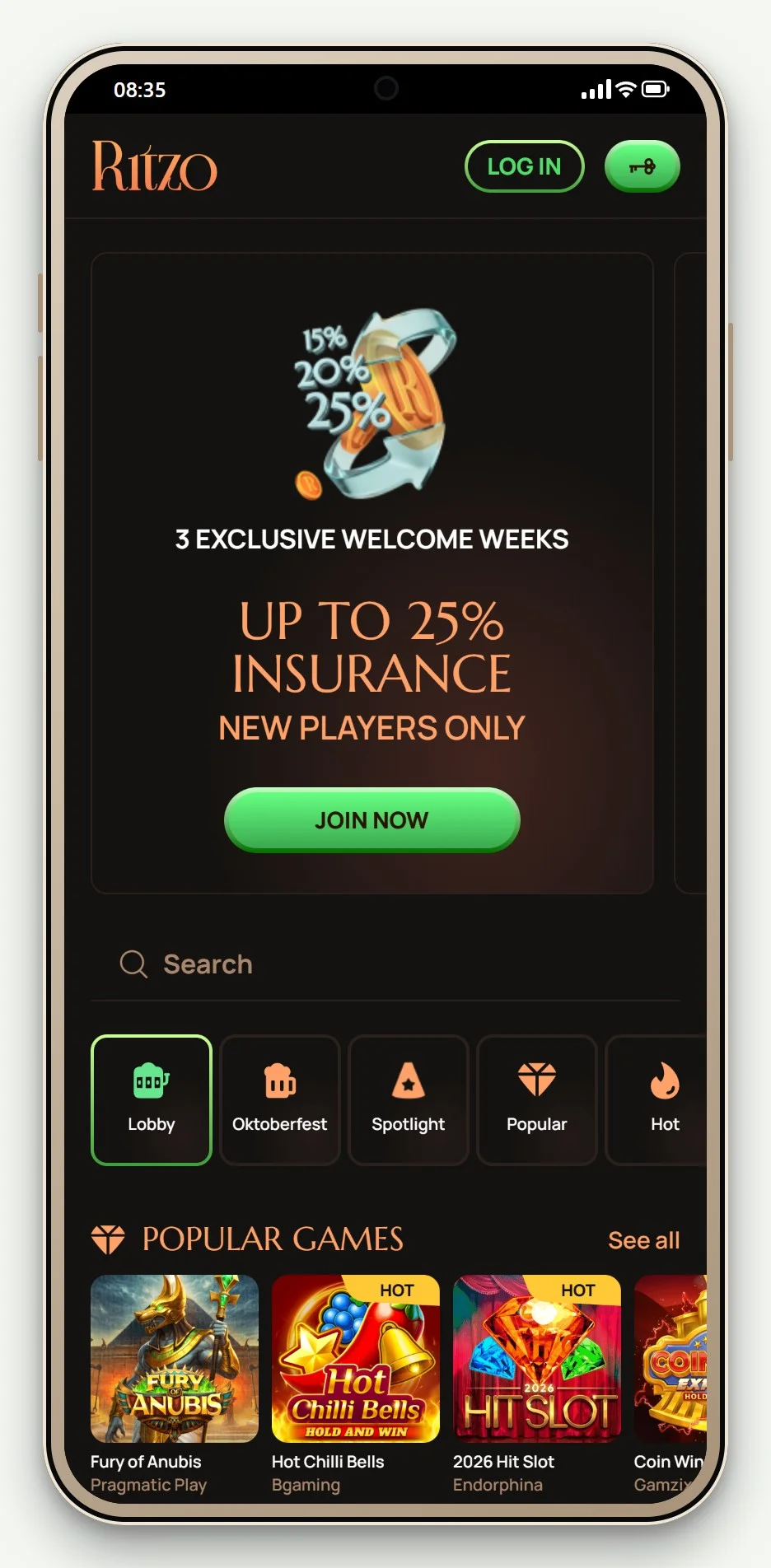 instant bank transfer casino uk: Ritzo on mobile