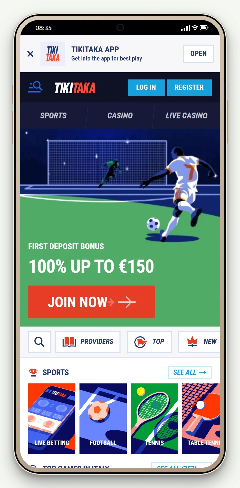 best zimpler casino sites: TikiTaka mobile lobby